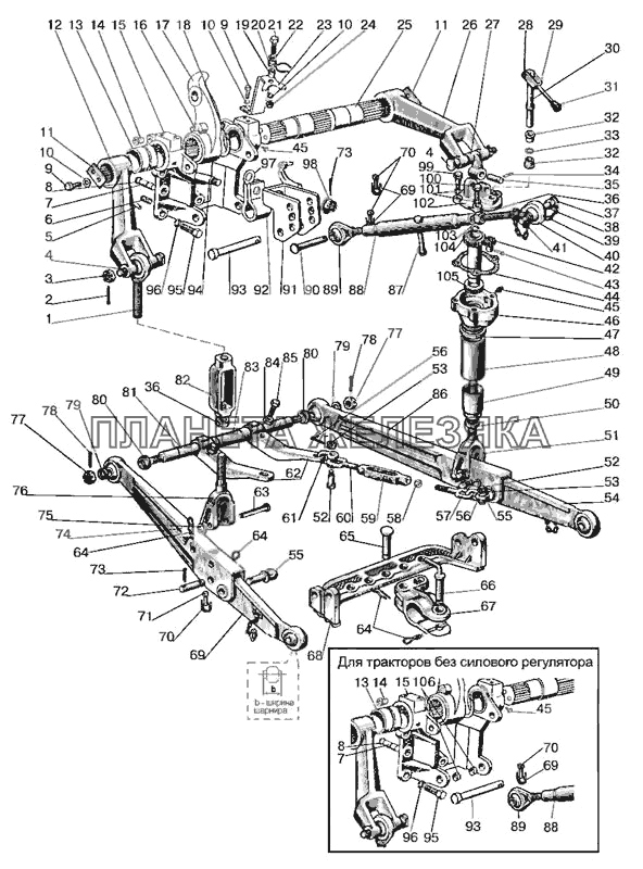 Механизм задней навески (для тракторов с силовым регулятором и без силового регулятора) МТЗ-80 (2009)